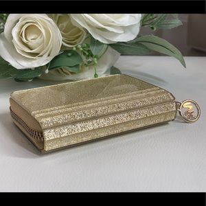 Michael Kors Gold Zip-Around Hard Case Wallet
